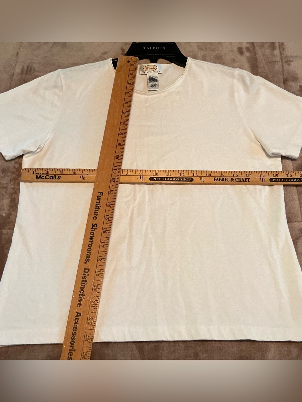 Talbots Classic Light Cream Color Crew Neck T-Shirt - Picture 3 of 5